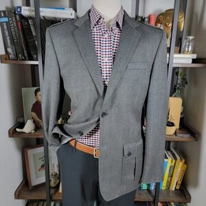 Murano Men's Flannel Sport Coat Blazer Two Button Gray Twill Wool Size LARGE